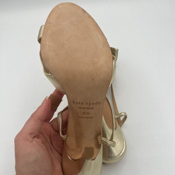 Kate Spade Gold Metallic Leather Bow Heels – Size 8.5 - Picture 8 of 9